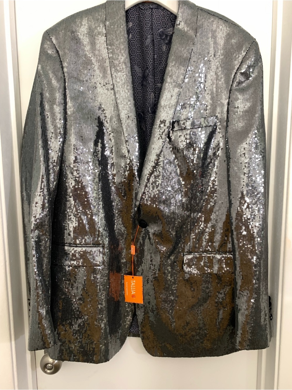 NWT Tallia Silver Sequin Men’s Blazer 46L